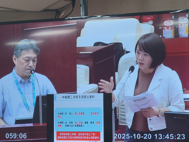 台北市議員簡舒培要求市府應發文督促新壽開工。（記者何玉華翻攝）