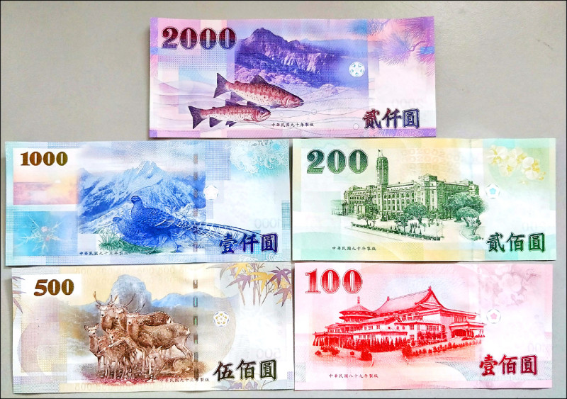 央行總裁楊金龍昨表示,現行5種面額鈔券都將進行改版。(資料照)