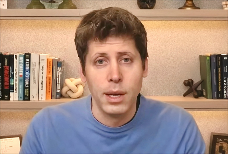 OpenAI執行長奧特曼昨以影片方式在鴻海科技日致詞，強調雙方要在美國設計、打造下一代AI硬體。（鴻海提供）