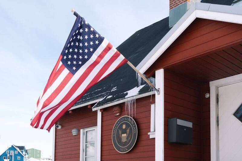 美國駐格陵蘭領事館在2020年重新設立，這是美國在北極圈擴大勢力的全面計畫之一。（資料照，彭博）