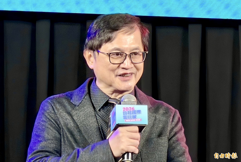 和碩董事長童子賢今日以台北市電腦公會榮譽理事長身分，出席2026年國際電玩展開幕活動。（記者方韋傑攝）