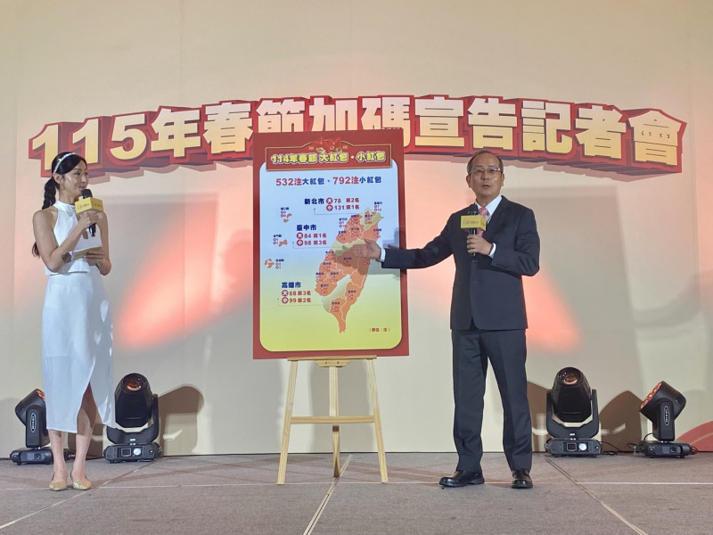 台彩表示，去年全台共開出22注億元頭獎，台中、桃園各5注最多。（記者鄭琪芳攝）
