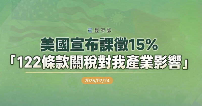 經濟部評估122條款加徵關稅後對我國8類工業產品影響。（經濟部提供）
