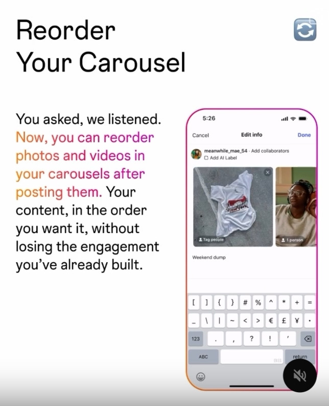 IG終於改了！「輪播貼文可重排」 網友敲碗成功免再打掉重練