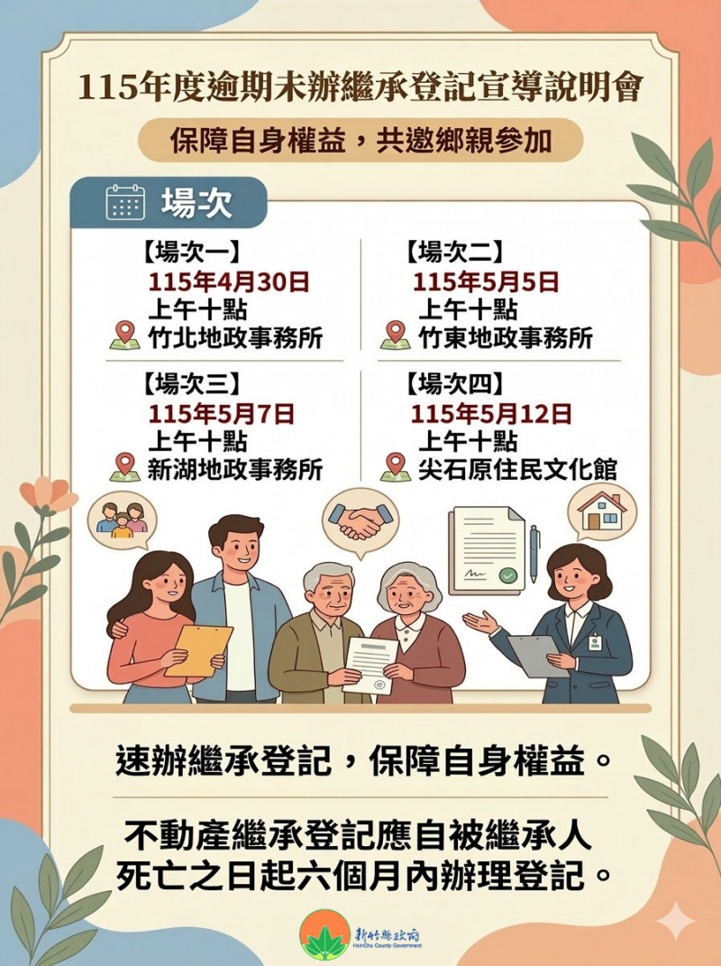 竹縣逾期未辦繼承登記不動產4月1日起公告 總價值18億元！