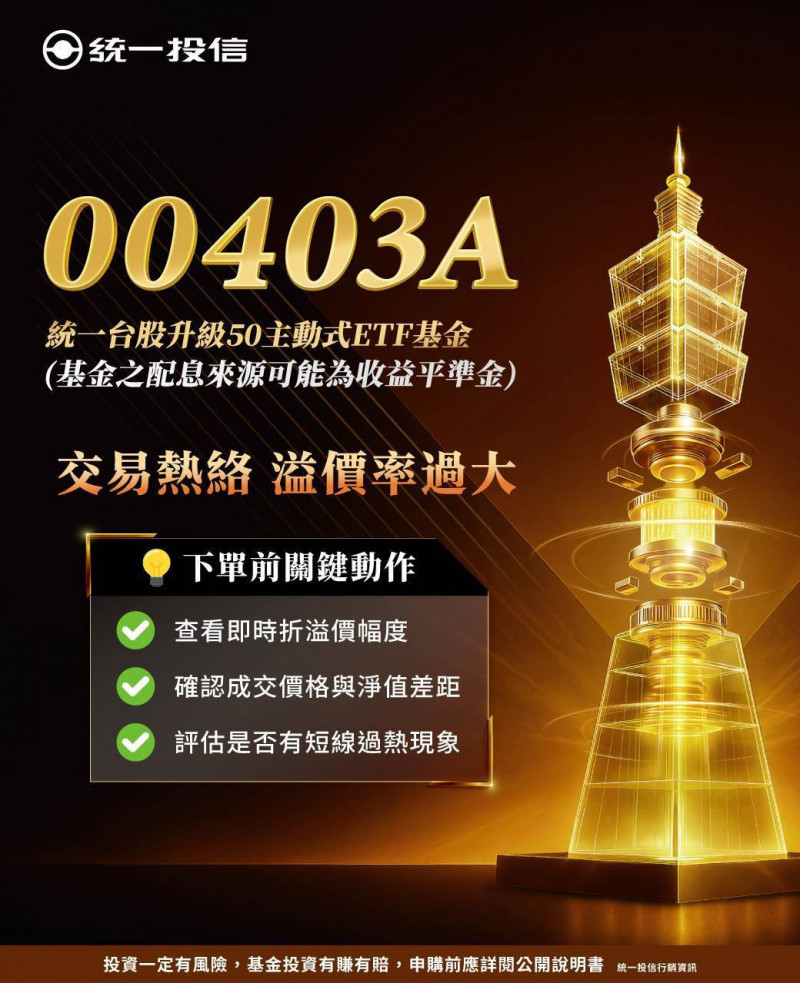 00403A還能追嗎?  統一投信：下單前先確認3件事