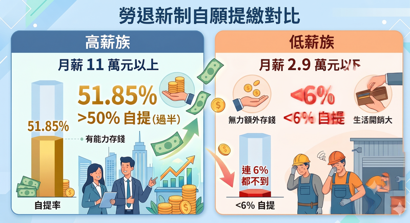 舊制勞工看過來4》新制勞退暴賺殘酷真相：高薪族5成提好提滿 低薪族不到6趴