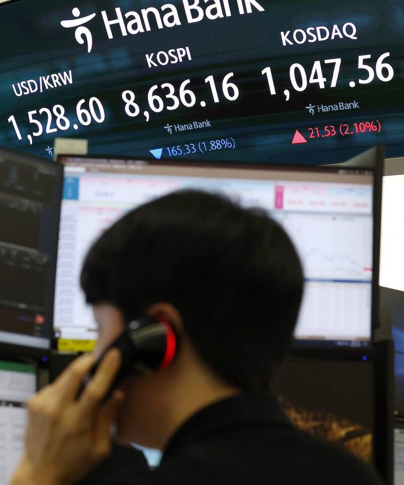 圖為南韓首爾韓亞銀行的交易室。（歐新社資料照）