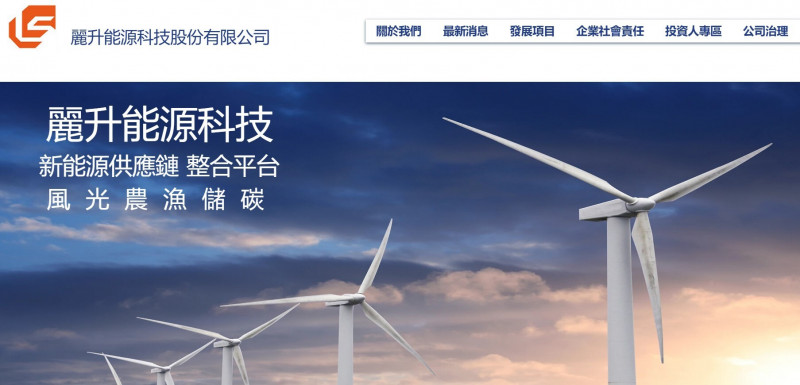 麗升能源上半年營收4.86億元、年增276.8%，綠電轉供下半年看俏。（擷取自官網）