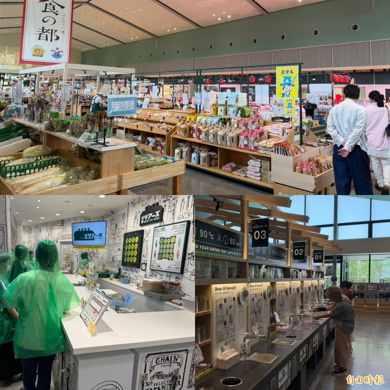 KADODE OOIGAWA最受歡迎的製茶體驗，讓遊客可透過互動方式了解茶葉從採摘、蒸菁到揉捻等製程。（記者林菁樺攝）