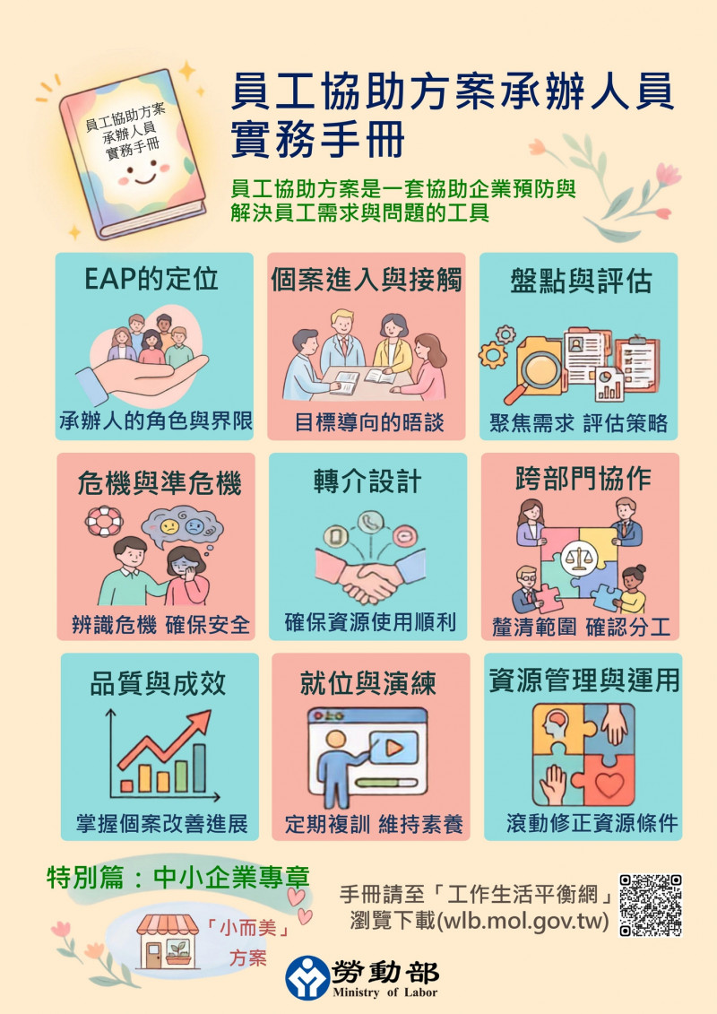 協助企業打造友善職場 勞動部發布「員工協助方案承辦人員實務手冊」