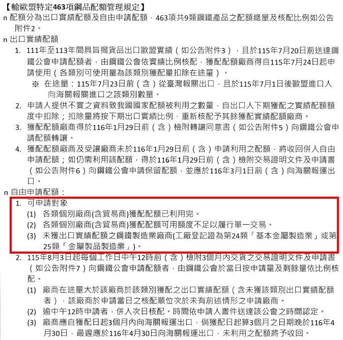 20％銷歐自由額度1天額滿！經濟部卸責引鋼鐵業公憤 - 自由財經
