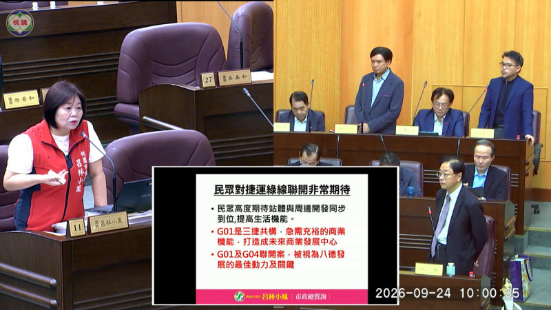 市議員呂林小鳳要求綠捷G04站可朝國際會議中心規劃。(記者謝武雄攝)