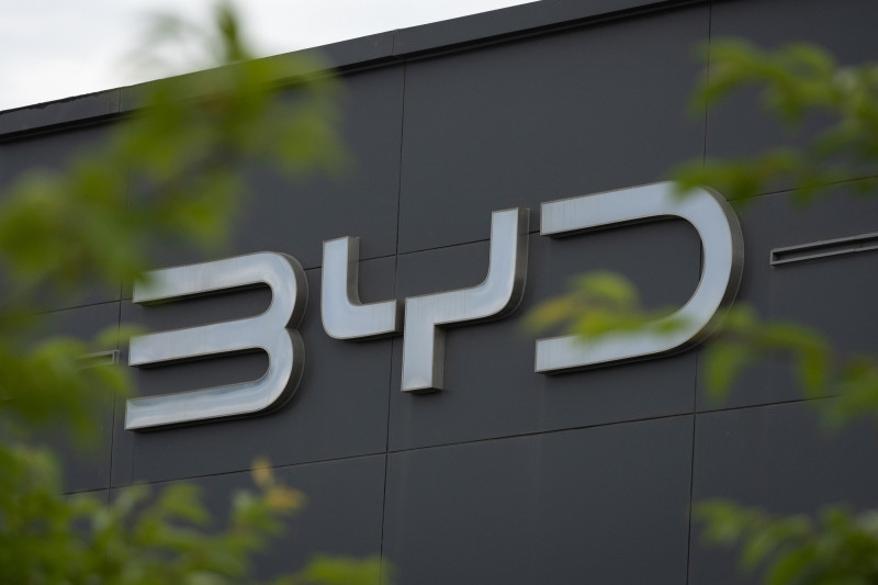中國電動車龍頭大廠比亞迪(BYD)。(歐新社)