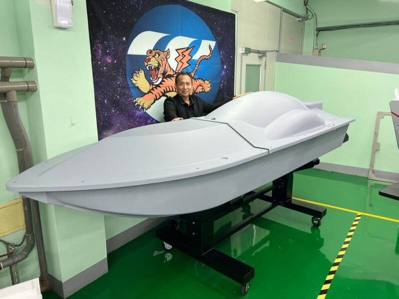 雷虎科技也將亮相其「海鯊號」USV原型艇，該載具外型酷似烏克蘭日前重創俄軍船艦的自殺無人艇。（圖片擷取自雷虎科技官網）
