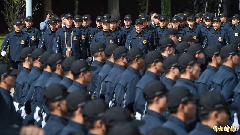 國安局特勤中心2019年舉行的「安維7號」成軍典禮，照片中可見當時結訓的特勤人員，將投入2020總統大選候選人的維安工作。（本報資料照，記者劉信德攝）