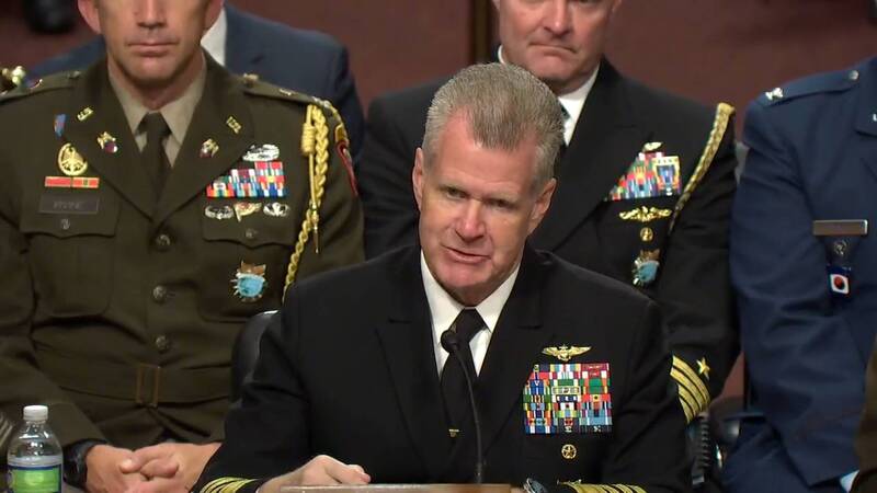 美軍印太司令帕帕羅上將（Admiral Samuel J. Paparo Jr.）美東時間4月10日出席參議院軍事委員會聽證會，就2026年國防授權法案的駐韓美軍、印太戰略部分進行聽證說明。（擷自美國聯邦參議院軍事委員會影片）