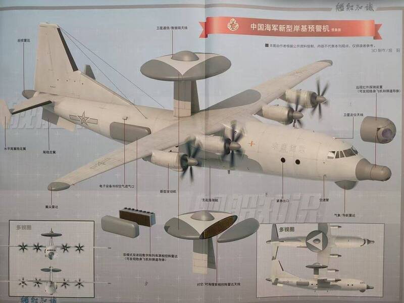 中國書刊上針對空警-700的說明。值得注意側向觀測的AESA雷達，以及機鼻圓錐部多組如紅外線的光電偵測窗。（圖片擷取自@nex_def的Ｘ帳號）