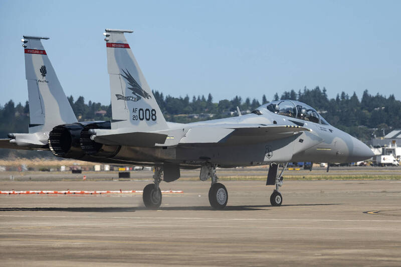 去（2024）年進駐奧勒岡空中國民兵基地的F-15EX戰機，為波音交付的第八架量產型機。（美軍DVIDS網站）