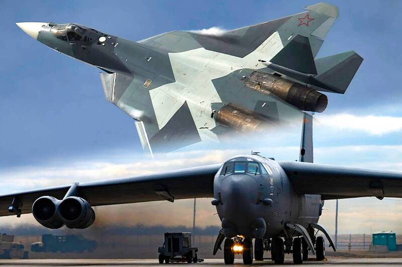 蘭卡威國際海事航空展（LIMA 2025）即將於5/20-5/24登場！俄羅斯五代機Su-57與美軍B-52轟炸機將高機率現身，進行動態表演。（圖片截取自Sputnik、DVIDS/本報合成）