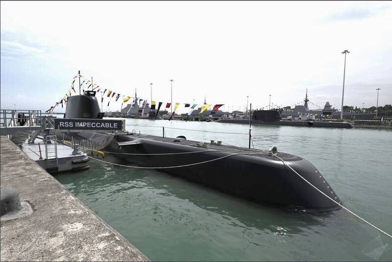 新加坡海軍現役長勝級（218SG）潛艦。（取自新加坡國防部臉書）