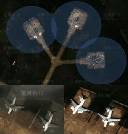 由衛星影像拼成的俄羅斯「伊凡諾沃-北方」（Ivanovo-Pivnichne）空軍基地受損飛機特寫。左上角為疑似A-50預警機的殘骸（經OSINT分析師指認），右下角則為可能受損的伊爾-76（Il-76）運輸機。（圖: @lobsterlarryliu / X）