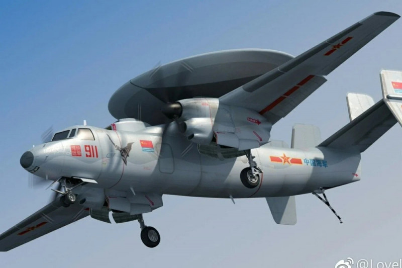 中國最新研製的「空警-600」艦載預警機（圖），被視為解放軍航艦戰鬥群的「大腦」與「千里眼」，其外型與任務定位皆對標美軍E-2D「先進鷹眼」。（圖取自微博）