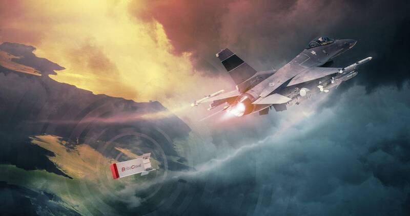 圖為「亮雲」誘餌彈和F-16戰機整合的示意圖。（里奧納多英國分公司官網）