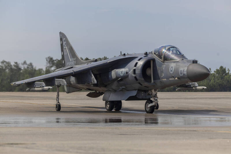 5月完成最後飛行，自美陸戰隊231攻擊中隊退役的165587號AV-8B型機。（美軍DVIDS網站）