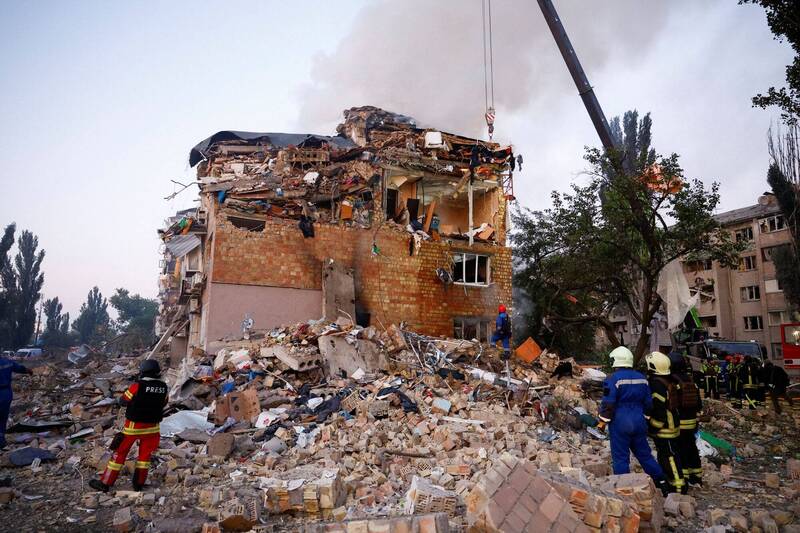 烏克蘭首都基輔在當地時間今晨遭到俄羅斯大規模空襲。（路透）