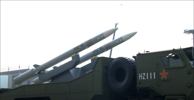 圖為代號「HHQ-9C」海紅旗-9防空飛彈。（圖取自美聯社直播）