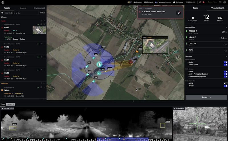 圖為美國國防公司Anduril的「Lattice」AI智慧指管決策平台運作情形。（美國Anduril公司官方Linkedin帳號）