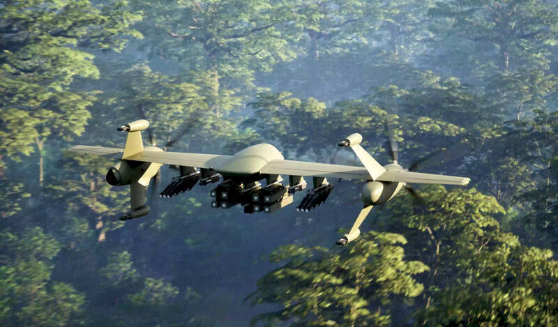 美直升機製造商塞考斯基近期推出「游牧者」（Nomad）系列垂直起降無人機，不僅能發射火箭彈、地獄火和無人機等，且能於軍艦甲板、叢林地形垂直起降。（圖取自洛克希德馬丁）