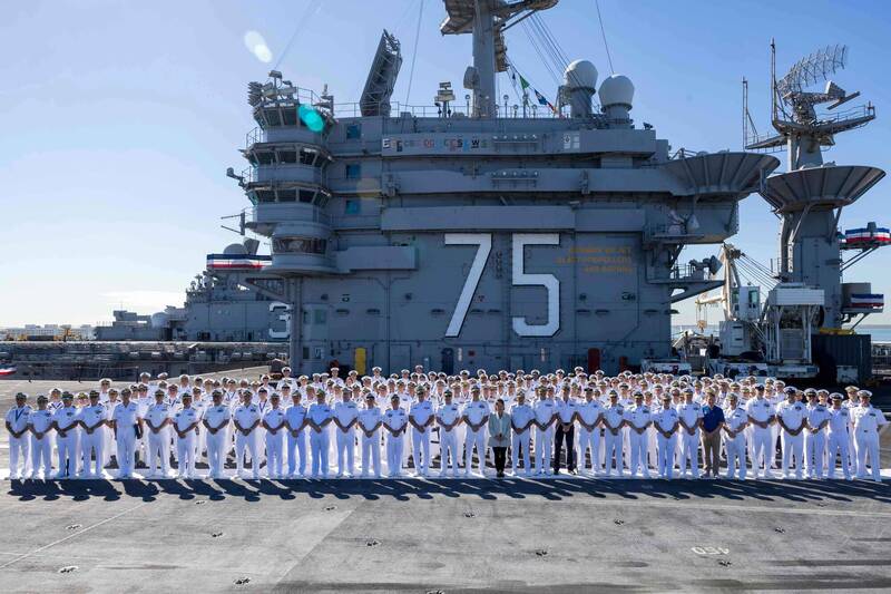 日前參與美軍「UNITAS」多國聯合演習閉幕式，並支援美國海軍建軍250周年紀念活動的「杜魯門號」航艦（CVN-75）。（美軍DVIDS網站）