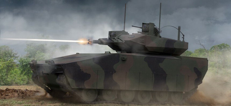 美國萊茵金屬車輛公司發布的XM30步兵戰鬥車開火概念圖。（圖：American Rheinmetall Vehicles）