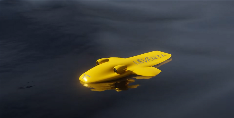 圖為HALIA水面航行，其外型輕薄，可有效降低雷達截面。（圖取自LeVanta Tech Youtube）