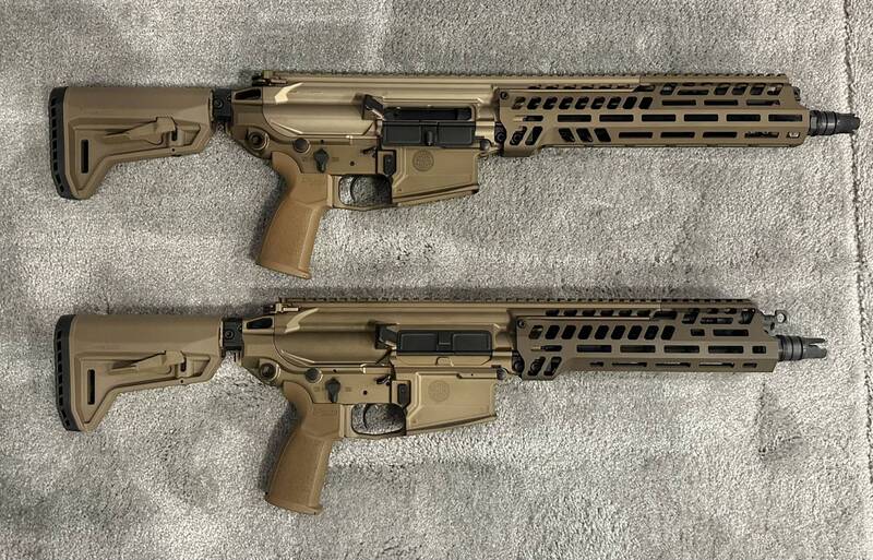 西格紹爾於倫敦防衛展展出改進後的M7步槍（上）與卡賓槍版本（下）。（圖取自X@Southwood_）