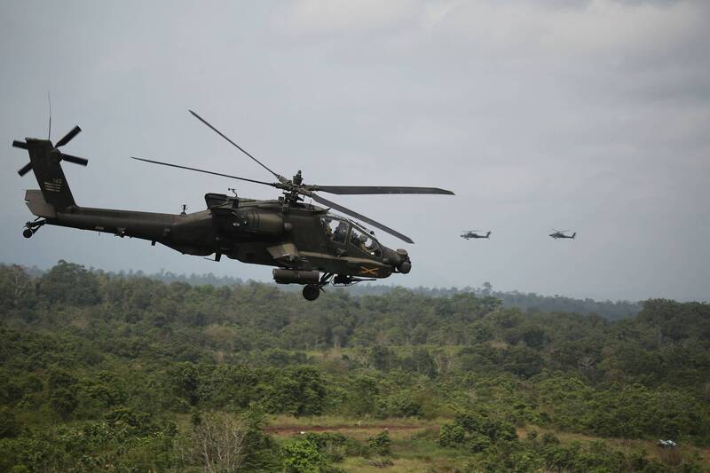 美國陸軍所屬阿帕契攻擊直升機。（法新社檔案照）