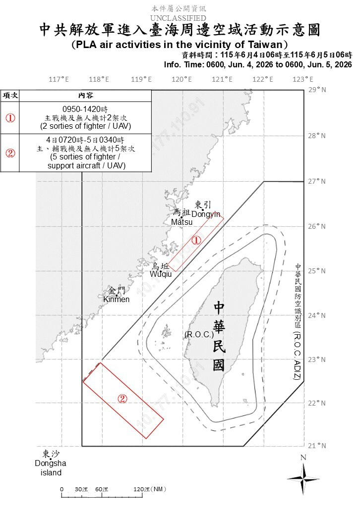 六四當天中共7機10艦擾台 國軍適切應處