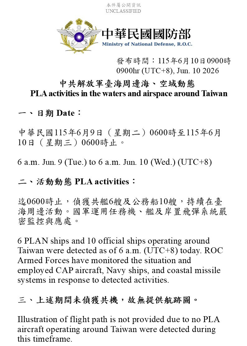 中共6軍艦、10公務船擾台 國軍嚴密嚴控應處
