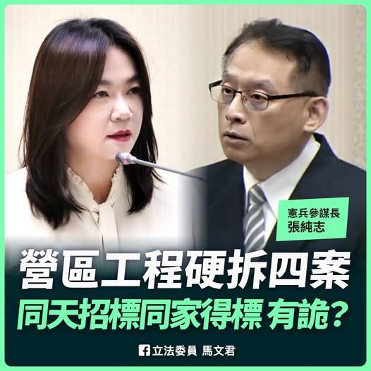 軍事營區工程「一拆四」被疑有詭 憲兵:擔心兩年執行不完拆成四案