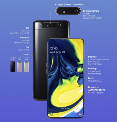 期待台灣上市！三星A80首創彈出旋轉鏡頭 前後相機共用