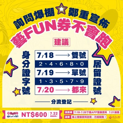 文化部「藝FUN券」開放下載 1小時內衝破30萬人註冊