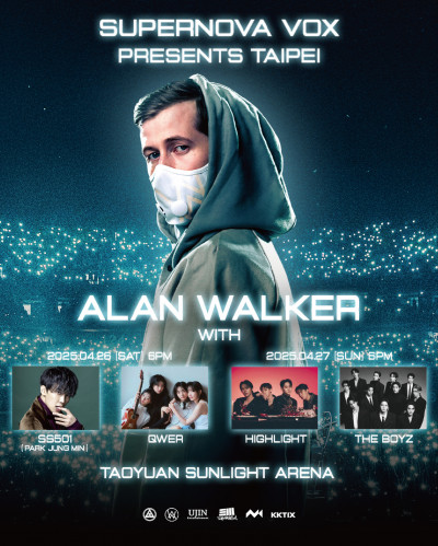 SS501朴政珉、THE BOYZ助陣！Alan Walker四月桃園登場