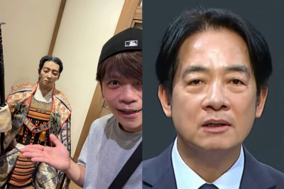蔡阿嘎小倉城驚見「賴清德武士像」 笑喊超像釣出本人回應