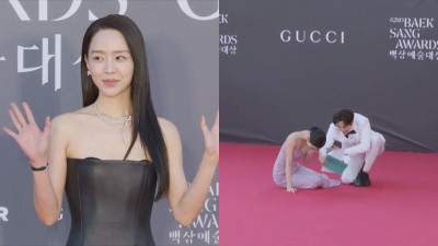百想》女星慘摔紅毯鞋跟斷 「胸墊外露」尷尬畫面曝光