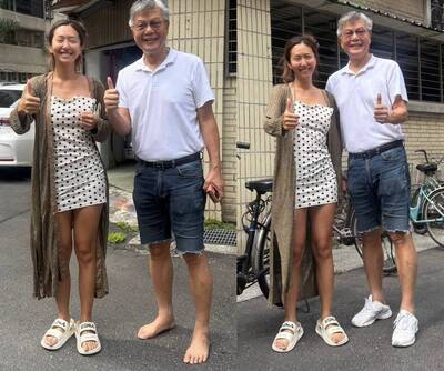 薔薔愛美也愛搞笑 薔爸配合演出從沒鞋到有鞋