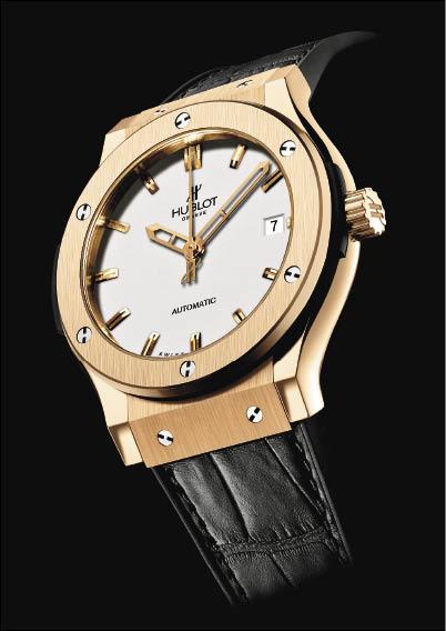 Hublot Classic Fusion Opaline以經典設計挑戰運動時尚，參考價841,000元。