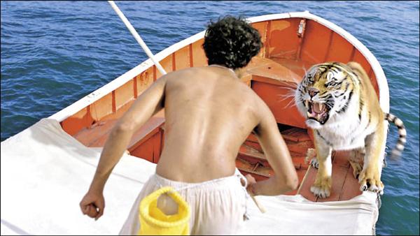 「少年PI的奇幻漂流」的孟加拉虎理查帕克栩栩如生，眼神充滿人性，令觀眾著迷。（福斯提供）
