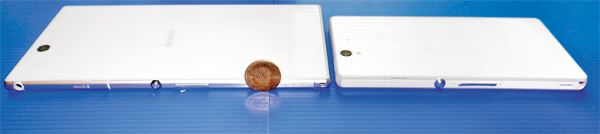 Sony Xperia Z Ultra的厚度僅6.5公厘，比Sone Xperia Z還薄。